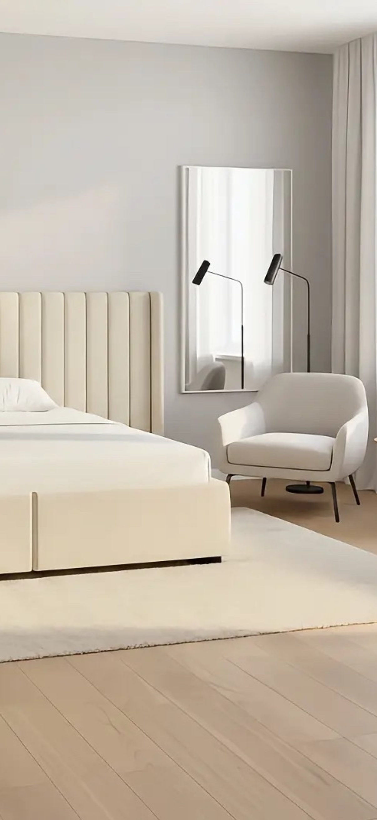2026 Extended Panel Amara Wingback Bed | 2 Parts Headboard