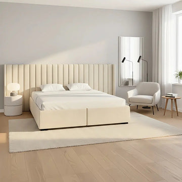 2026 Extended Panel Amara Wingback Bed | 2 Parts Headboard