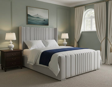 Luxury Upholstered Bed with Vertical Panel Headboard