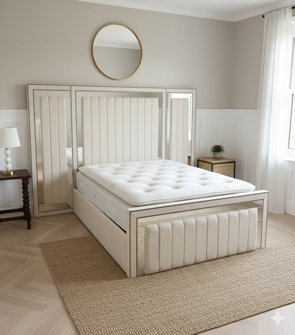 Veltrix Mirror Bed – Extended Headboard Bed Frame