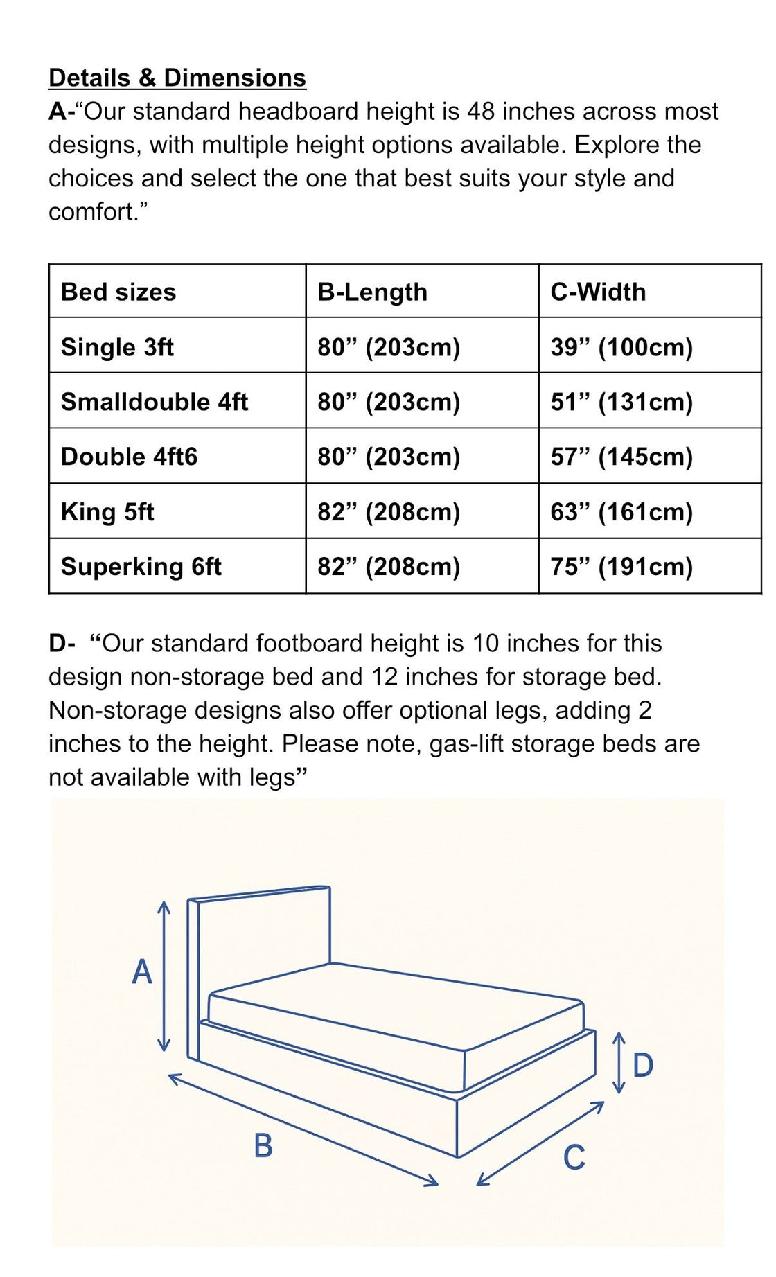 Zavion luxury Panel Bed dimensions guide