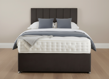 Luxury Grey Upholstered Divan Bed with Headboard