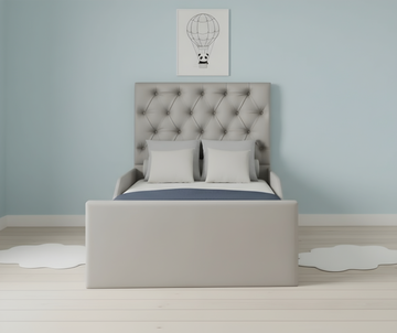 Children’s Upholstered Bed with Button-Tufted Headboard
