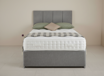 Luxury Grey Upholstered Bed with Panel Headboard