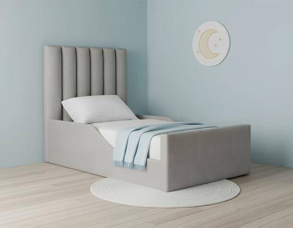 Children’s Upholstered Bed with Vertical Panel Headboard