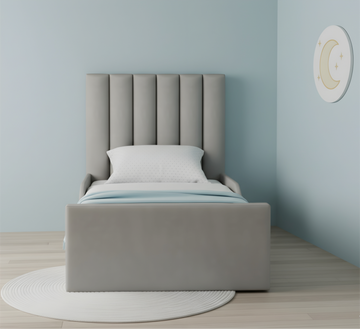 Children’s Upholstered Bed with Vertical Panel Headboard